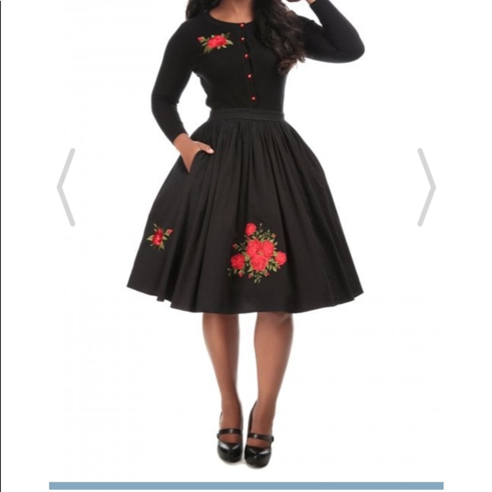 Collectif Retro Swing Circle skater Skirt With pockets! Vintage glam!